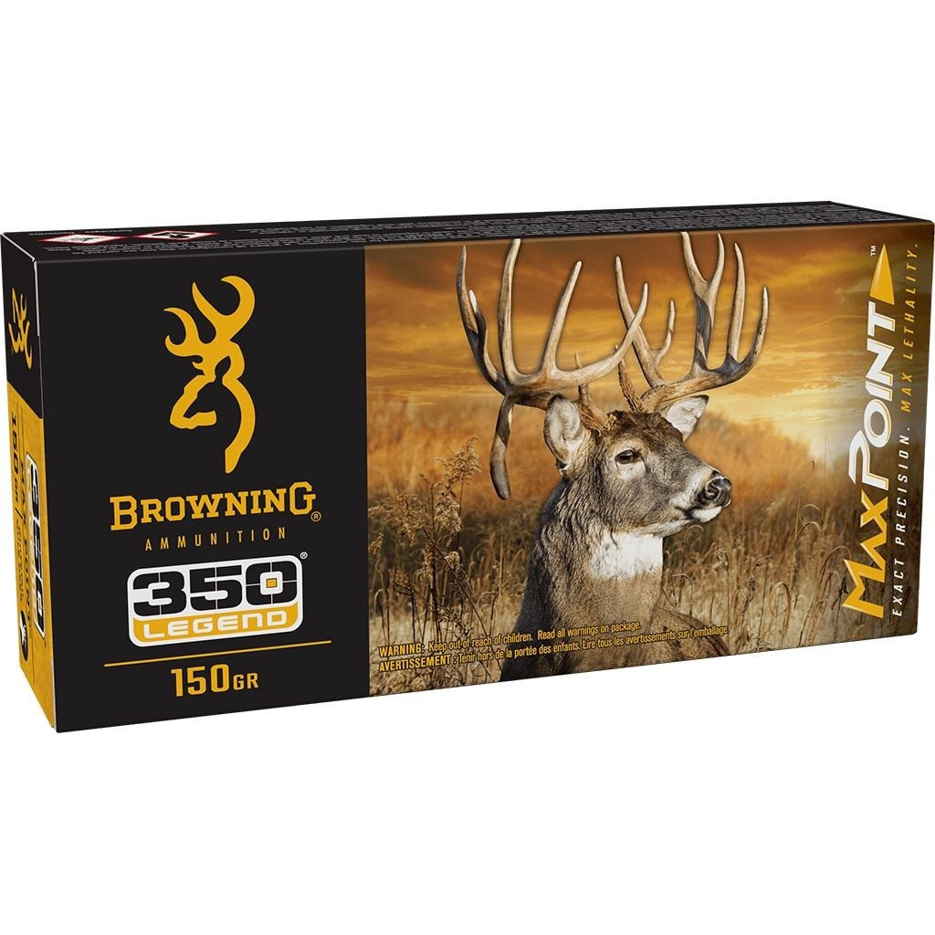 Browning Ammo B192103502 Max Point 350Legend 150gr 20 Per Box/10 Case, Centerfire Rifle Ammo