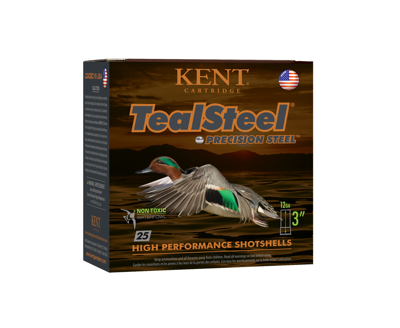 Kent Cartridge KTS123365 TealSteel Precision Steel 12 Gauge 3 in 1 1/4 oz 5 Shot 25 Per Box/ 10 Case, Shotgun Shells
