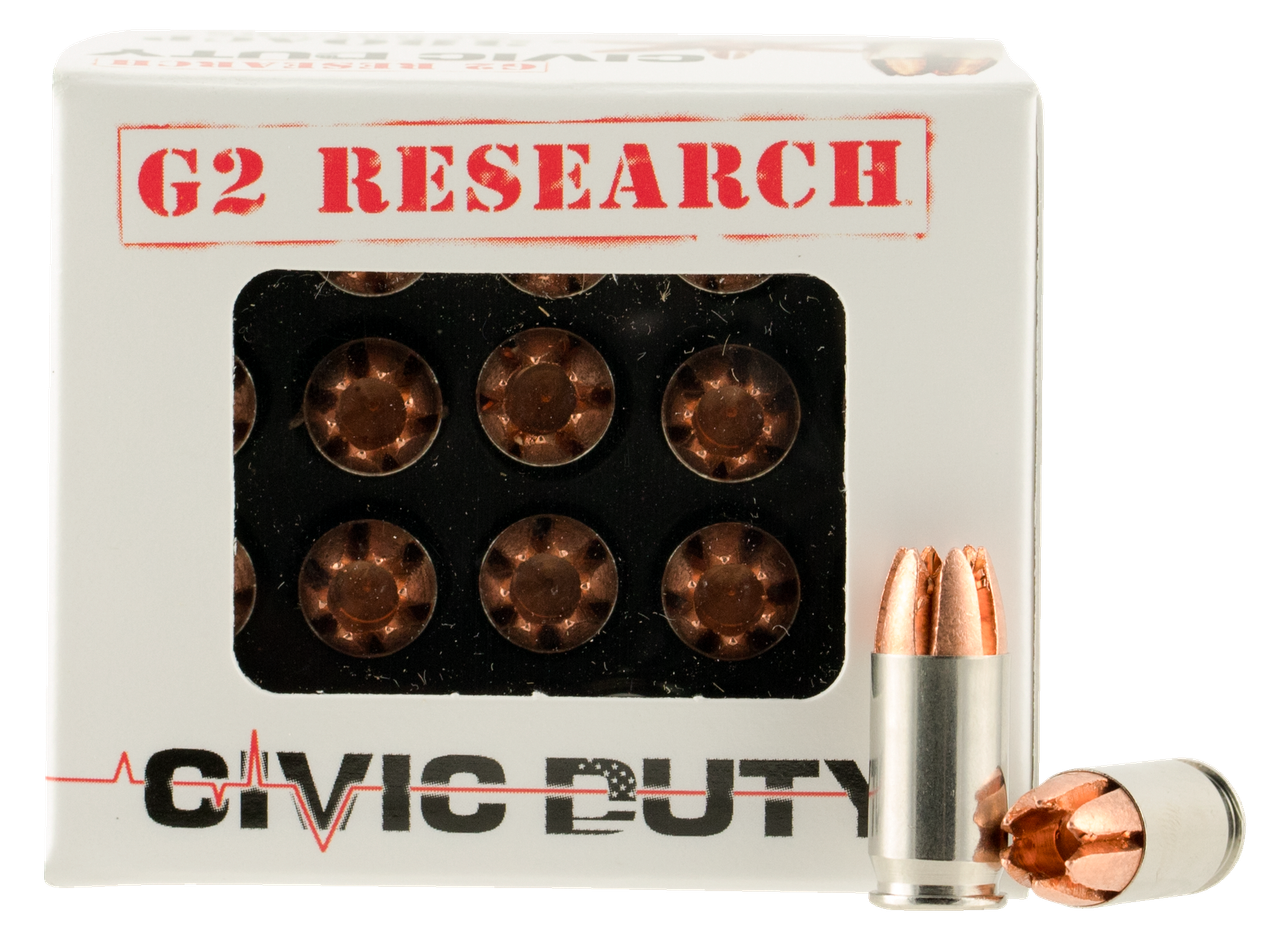 G2 Research G00621 Civic Duty 380ACP 64gr Copper Expansion Projectile 20 Per Box/25 Case Centerfire, Handgun Ammunition