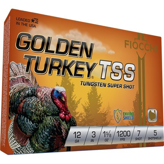 Fiocchi Golden Turkey TSS 12 Gauge 3" #7 1-5/8 oz 5rds Shotshell - Premium TSS for Precision Turkey Shots - 123TSS7