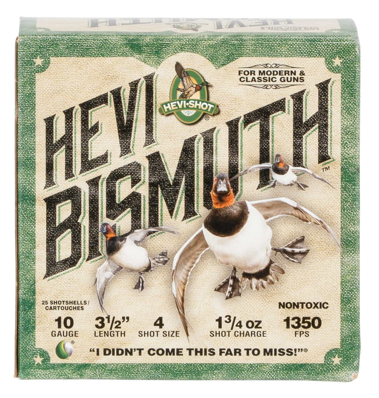 HEVI-Shot HS15504 HEVI-Bismuth 10Gauge 3.50 in 1 3/4oz Bismuth 4Shot 25 Per Box/10 Case, Shotgun Shells