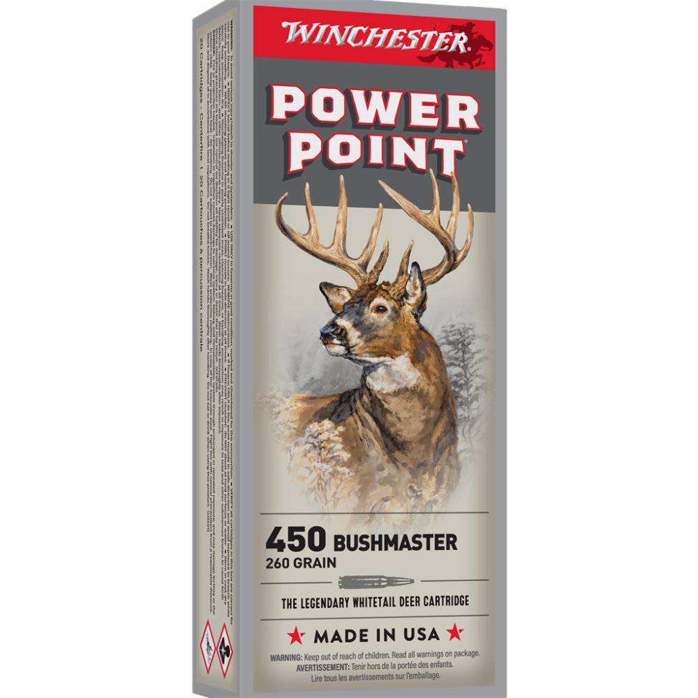 Winchester 450 Bushmaster Ammo 260gr PP Ammunition - 20 Rounds