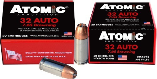 Atomic Ammunition .32 ACP Ammo 60gr JHP Ammunition - 20 Rounds