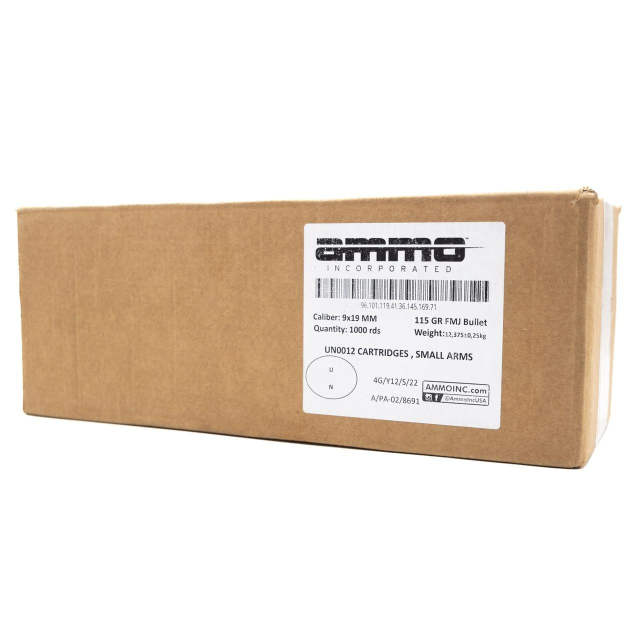 Ammo Inc 9mm Luger Ammo 115gr FMJ Ammunition - 1000 Rounds