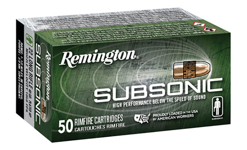 Remington Subsonic 22LR Ammo 40 Grain Plated Hollow Point Box of 500 (10 Boxes of 50)