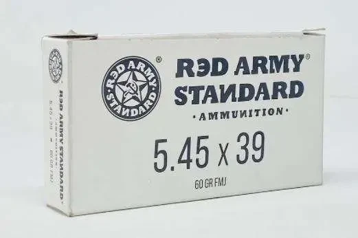 Red Army Standard AM3372 Red Army Standard 5.45x39mm 60 gr Full Metal Jacket (FMJ) -sold by the case-1,000 rounds total (20 rounds per box/ 50 boxes per case)