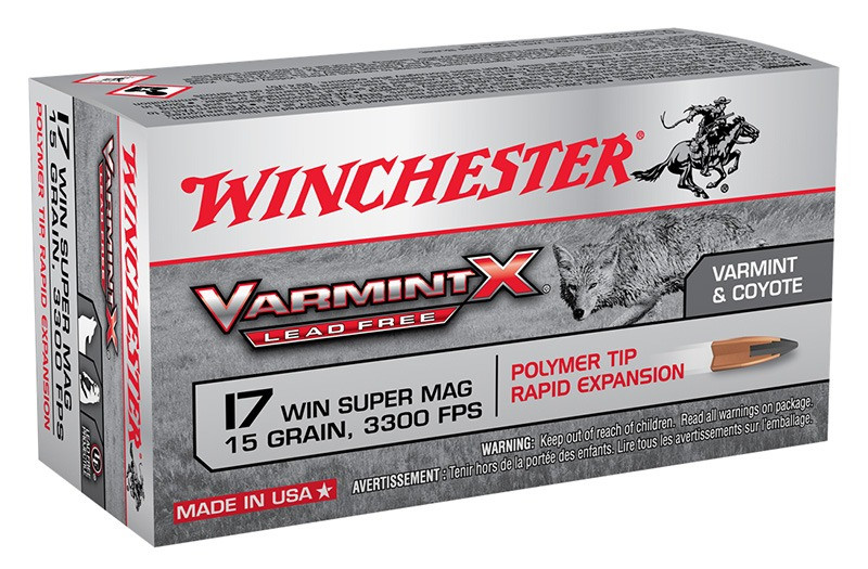 Winchester X17W15PLF Varmint X Lead Free 17WSM 15gr Polymer Tip Rapid Expansion 50 Per Box/10 Case Rimfire Ammunition