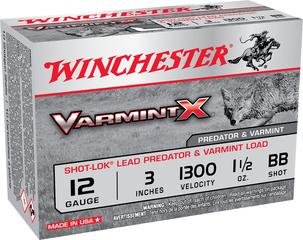 Winchester Varmint X 12 Gauge 3" Shell, 1-1/2 oz #BB Copper Plated Shot, 1300 fps, 10 Rounds, AX123VBB