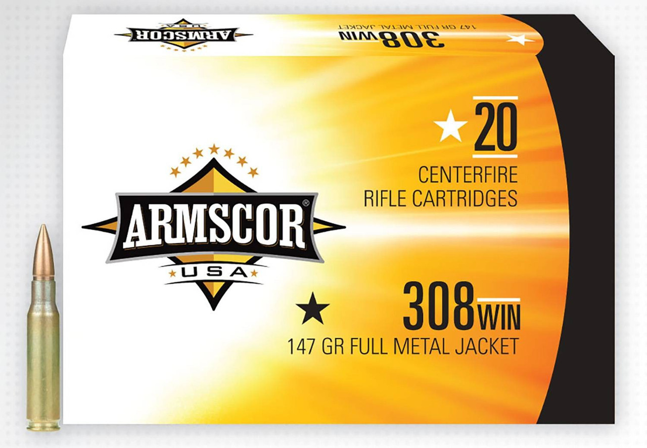 Armscor .308 Win Ammo 147gr FMJ Ammunition - 20 Rounds