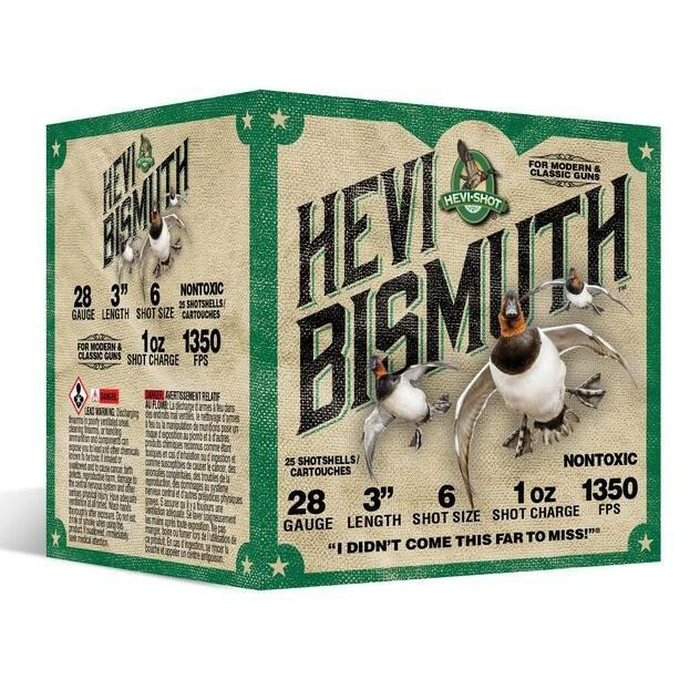 HEVI-Shot HS18436 HEVI-Bismuth Waterfowl 28Gauge 3 1oz 6Shot 25 Per Box/10 Case, Shotshell Non-tox Loads