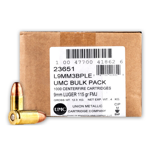 Remington 9mm Ammo 115gr FMJ Ammunition - 1000 Rounds