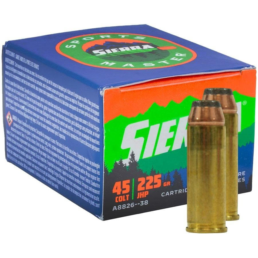 Sierra A882638 Outdoor Master 45Colt 225gr Jacketed Hollow Point Sport Master 20/Box Centerfire, Handgun Ammunition