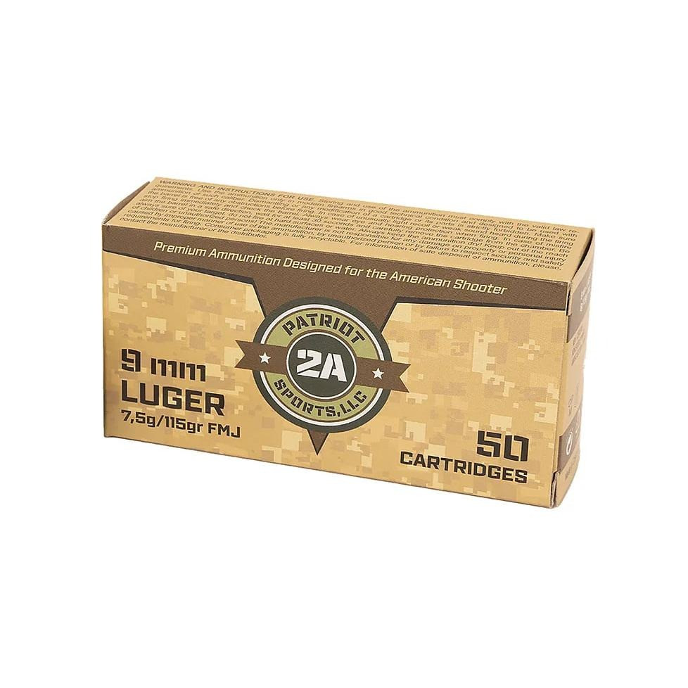 Patriot Sports 9mm Luger Ammo 115gr FMJ Ammunition - 1000 Rounds