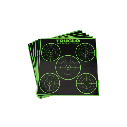 TruGlo TG11A12 Tru-See 5-Bull Target Black/Green Self-Adhesive Heavy Paper Universal Fluorescent Green 12 Pack Includes Pasters