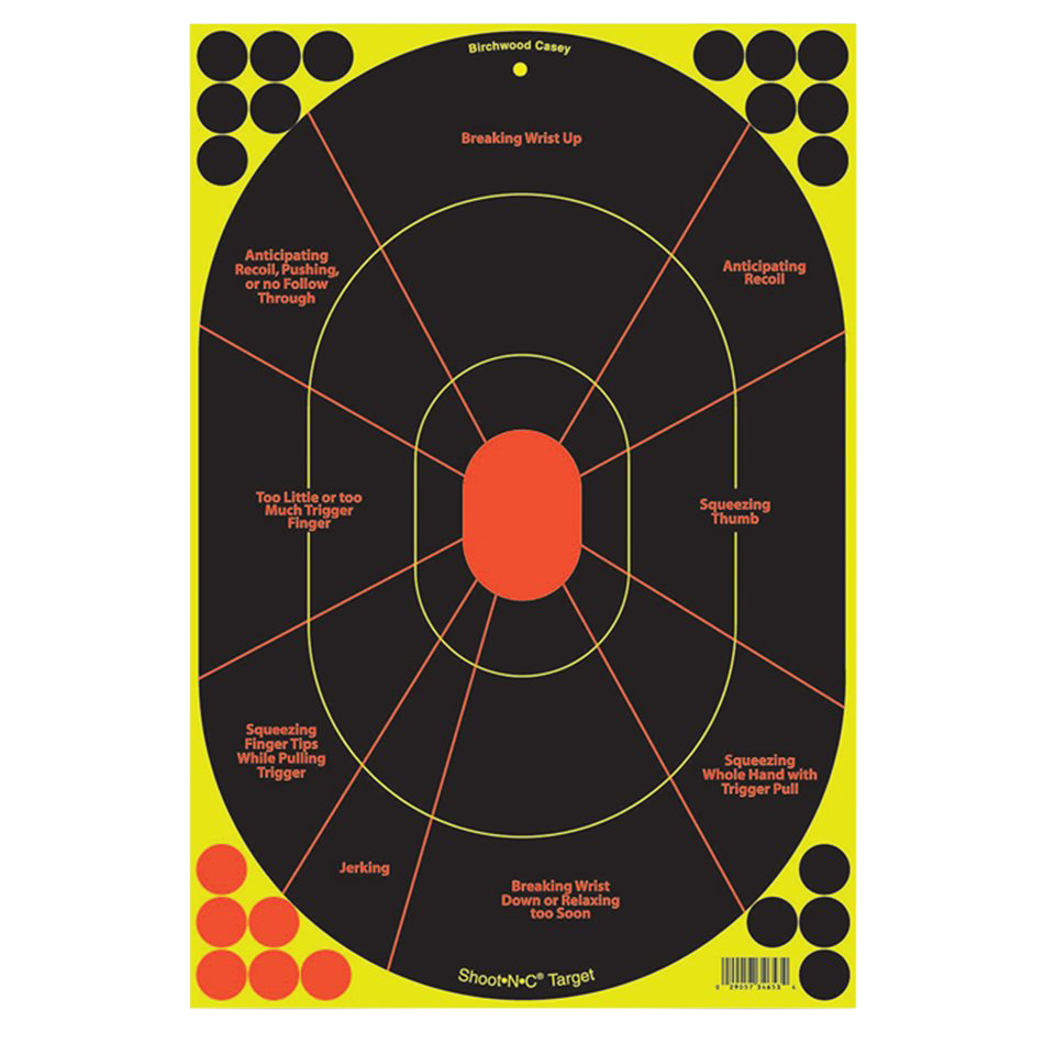 Birchwood Casey 34655 Shoot-N-C Reactive Target Self-Adhesive Paper, Handgun Multi Color Silhouette Includes Pasters 5 Pack