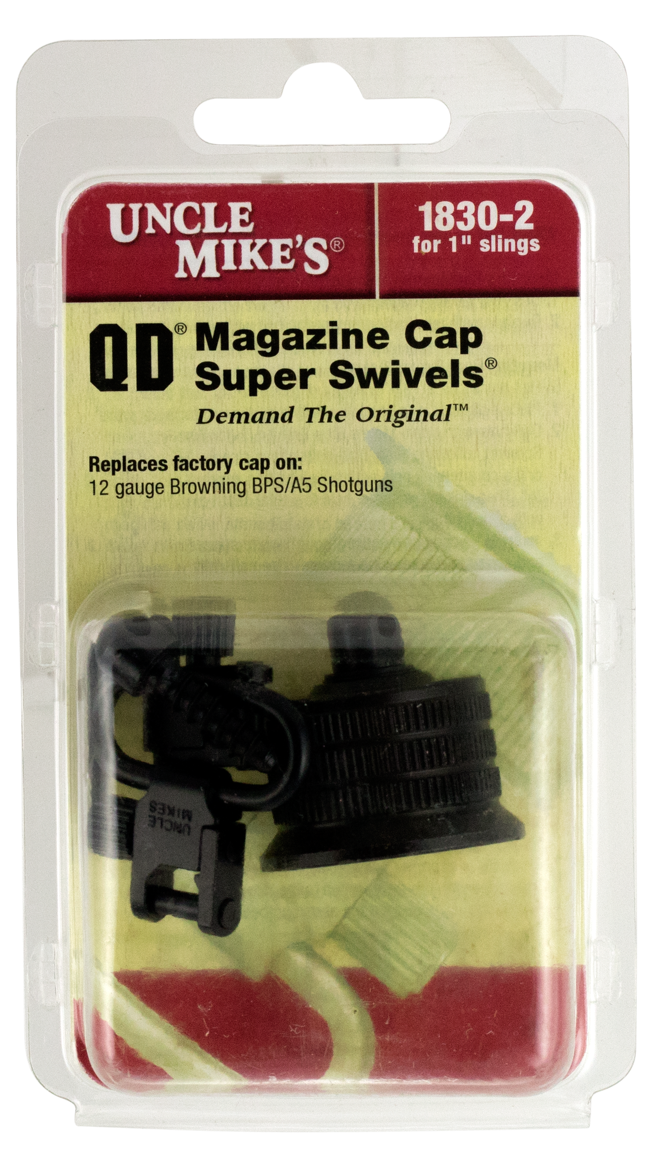 Uncle Mikes 18302 Mag Cap Swivel Set made of Steel with Blued Finish, 1 in Loop Size & Quick Detach Style for 12 Gauge Browning BPS, A5 Includes Two Super Swivels
