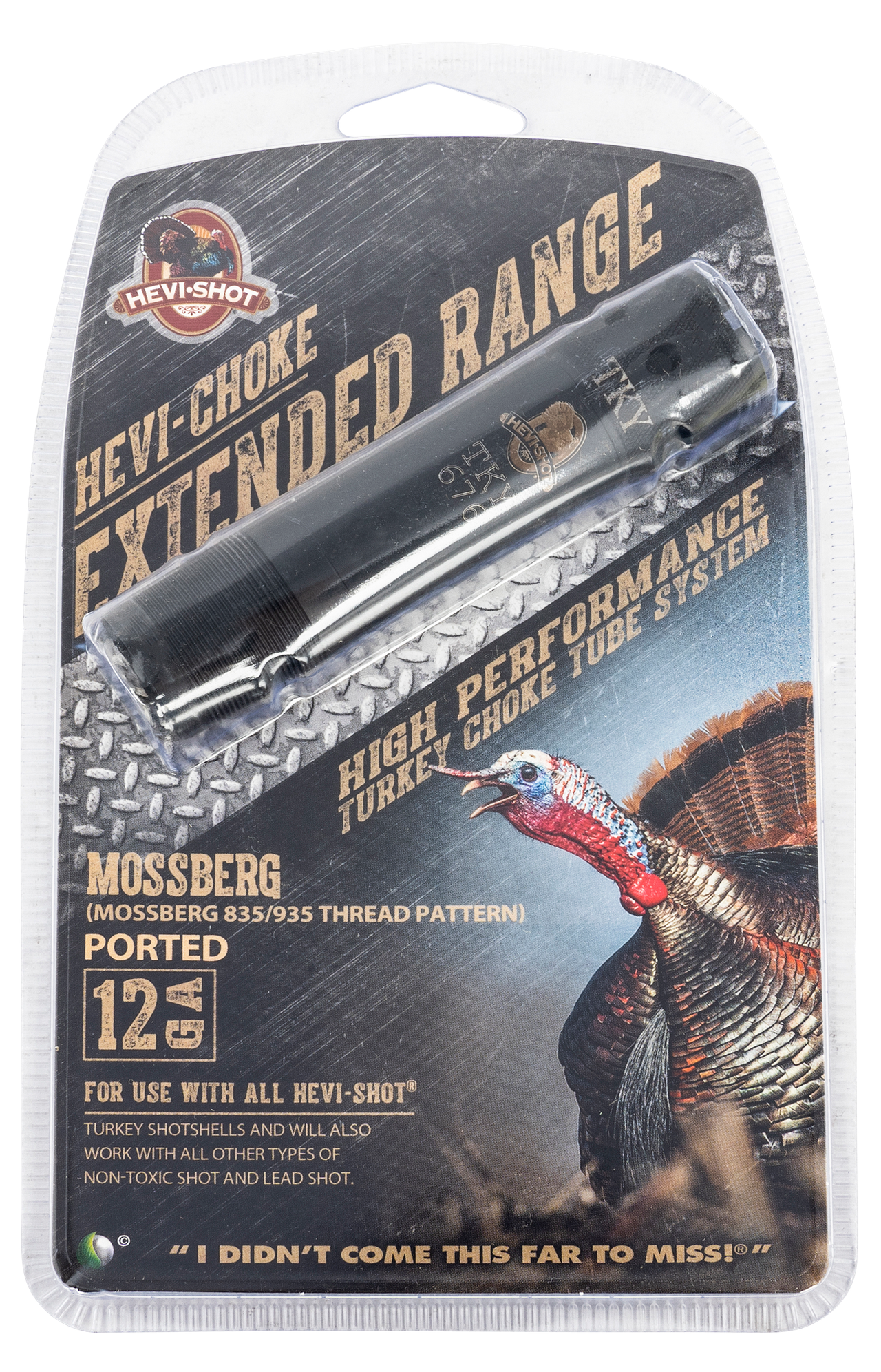 HEVI-Shot 450127 Hevi- Turkey Mossberg 12Gauge Extended Range 17-4 StainlessSteel Black (Ported), Choke Tube