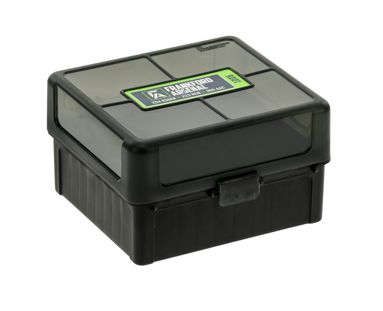 Frankford Arsenal Hinge Top Ammo Box #1005 17 Remington, 204 Ruger, 223 Remington 100-Round Plastic Gray and Black