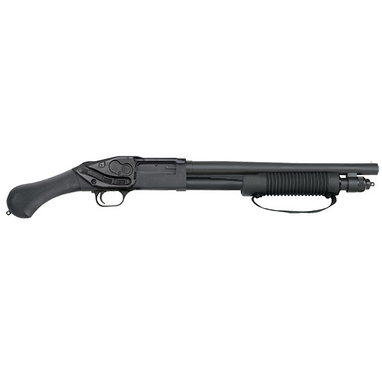 Mossberg 50638 590 Shockwave 12 Gauge 5+1 3 in 14.375 in Heavy Barrel, Blued Metal Finish, Receiver, Dual Extractors, Corncob Forend w/Strap, Raptor Birdshead Grip Stock, Includes Crimson Trace LS-250 Lasersaddle
