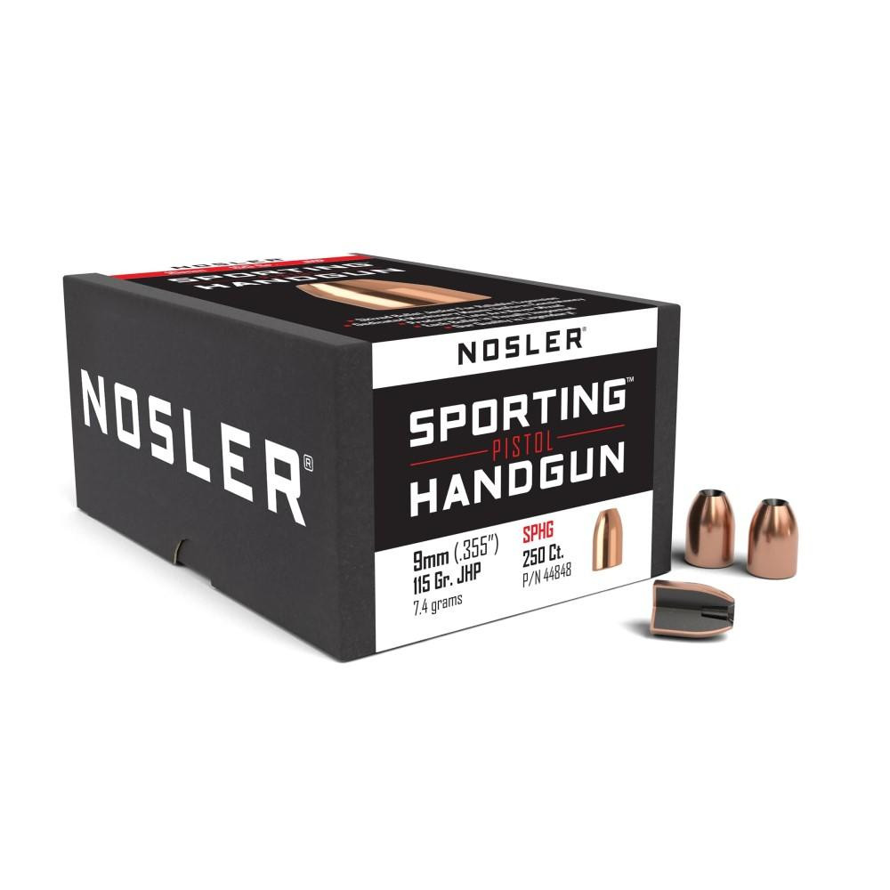 Nosler ASP (Assured Stopping Power) 9mm Luger, 38 Super (355 Diameter) Bullets 115 Grain Jacketed Hollow Point Box of 250