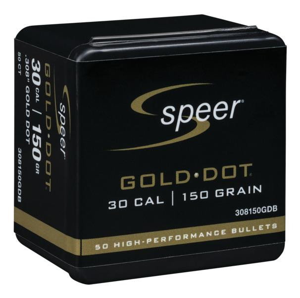 Speer Gold Dot Rifle 30 Caliber (308 Diameter) Bullets 150 Grain Bonded Jacketed Soft Point Box of 50