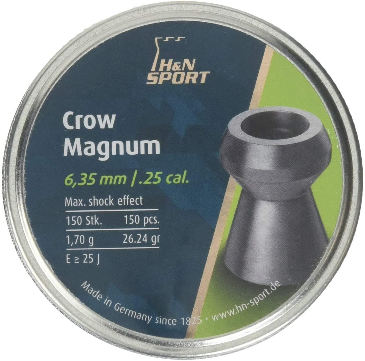 H&N Crow Magnum Hollow Point Air Gun Pellets 25 Caliber 26.24 Grain 150PK