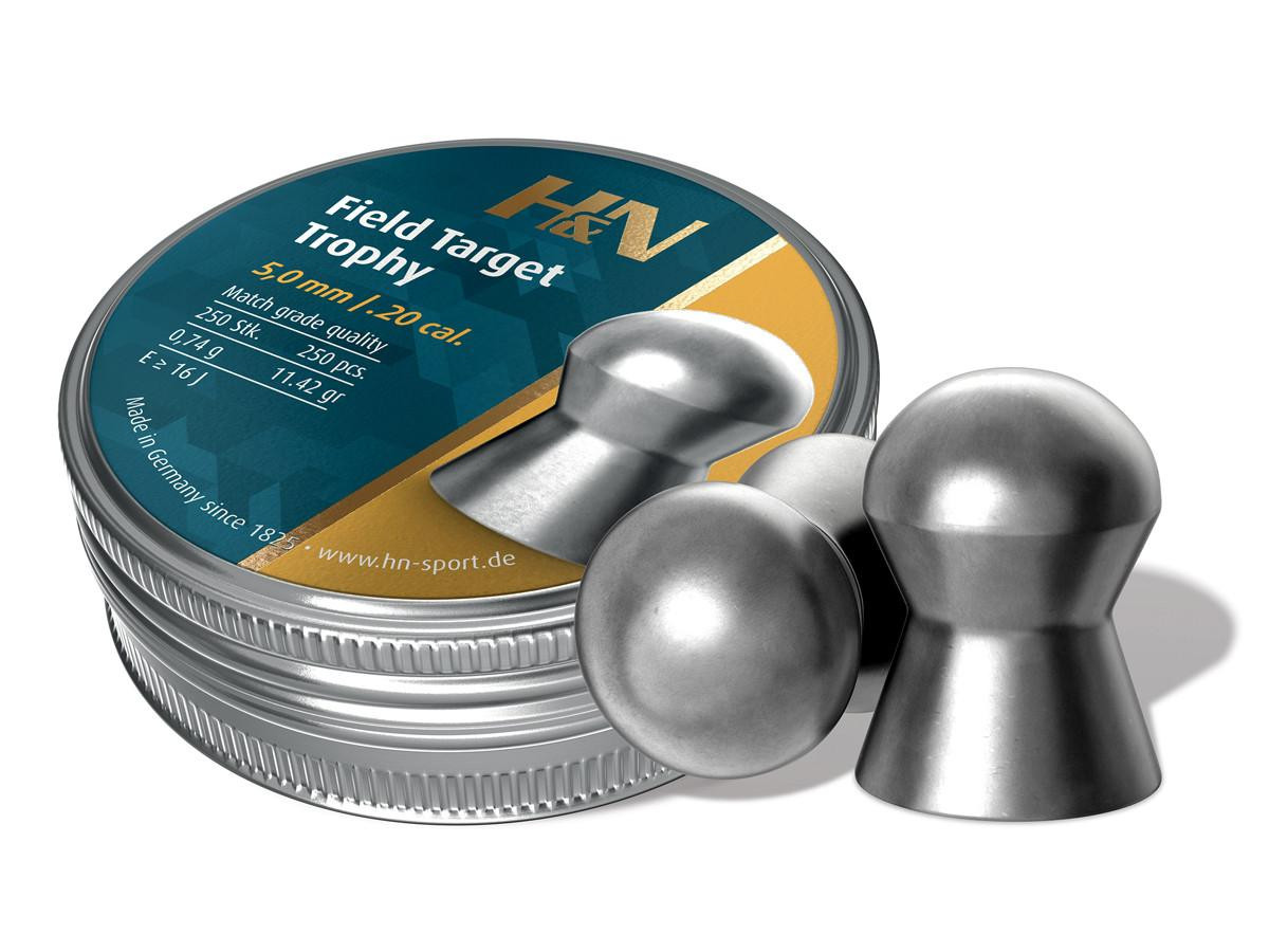 H&N Field Target Trophy Air Gun Pellets 20 Caliber 11.42 Grain 5.0mm Head-Size Domed Tin of 250