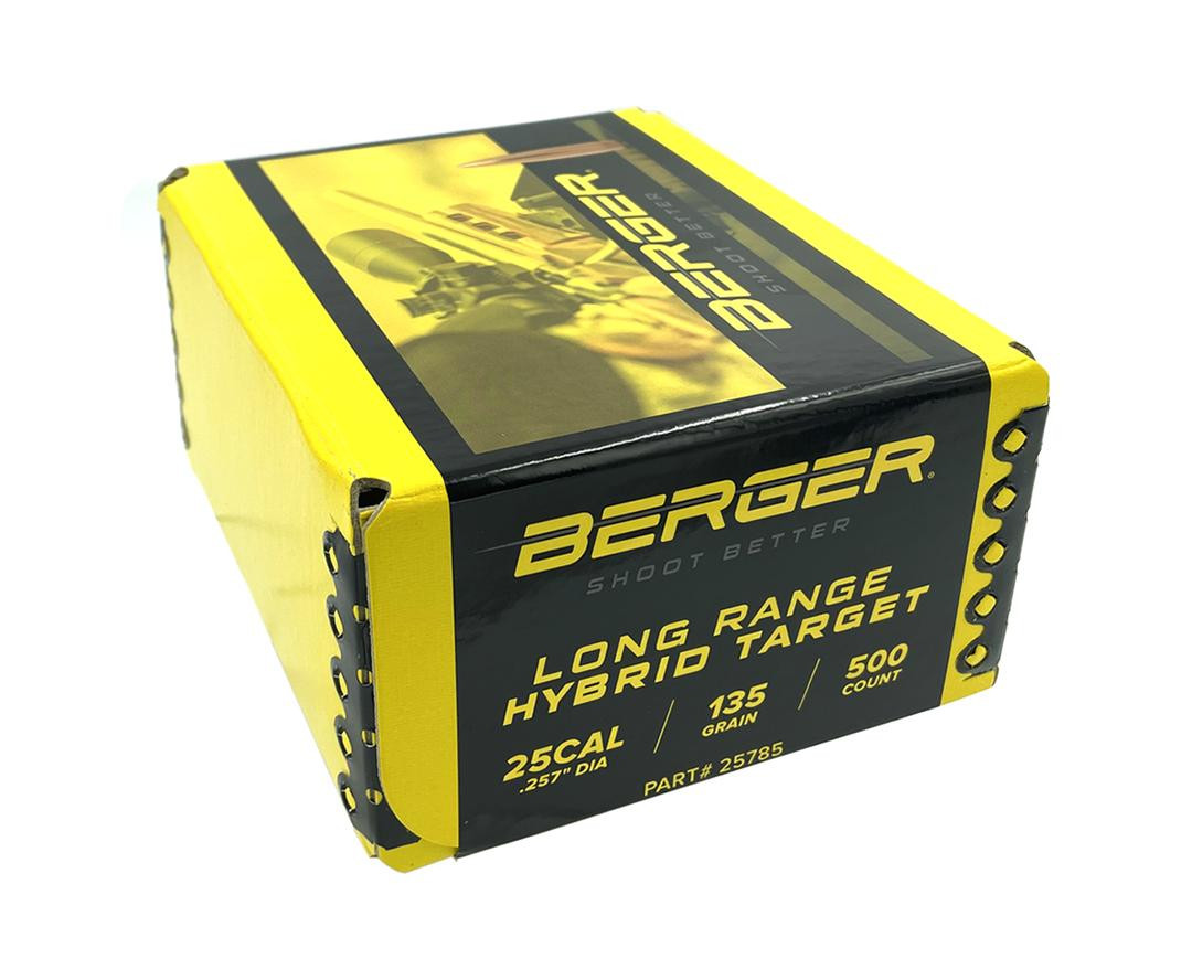 Berger Long Range Hybrid Target 25 Caliber (257 Diameter) Bullets 135 Grain Jacketed Hollow Point Box of 500