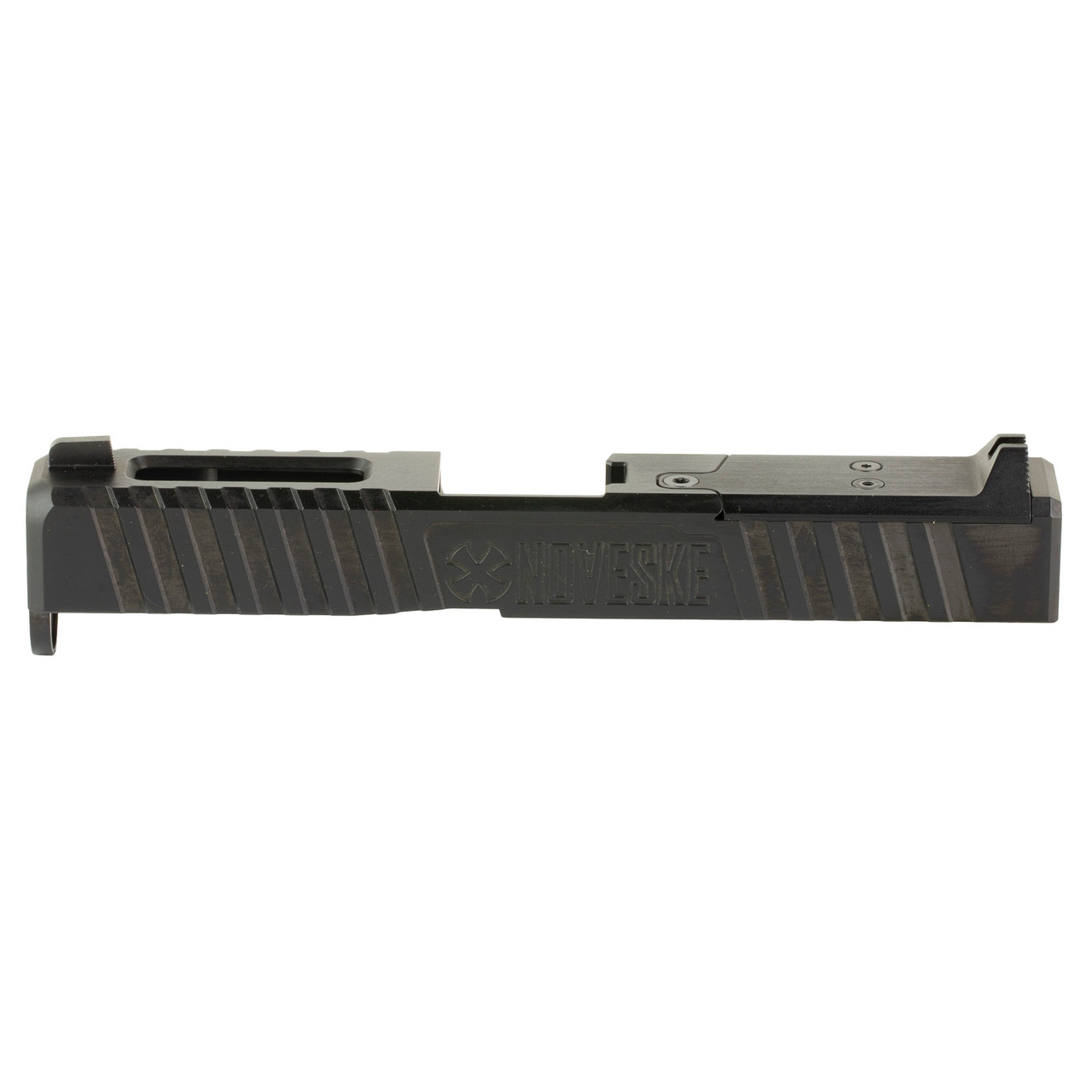 Noveske DM Slide, DLC Finish, Black, Direct Mount Optics Ready, For Glock 19 Gen 4, Includes Noveske End Plate, Cover Plate w/Rear Sight, Front Sight 03002517