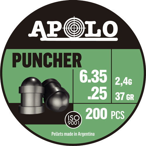 Apolo Puncher Air Gun Pellets 25 Caliber 37 Grain 6.35mm Head-Size Tin of 200
