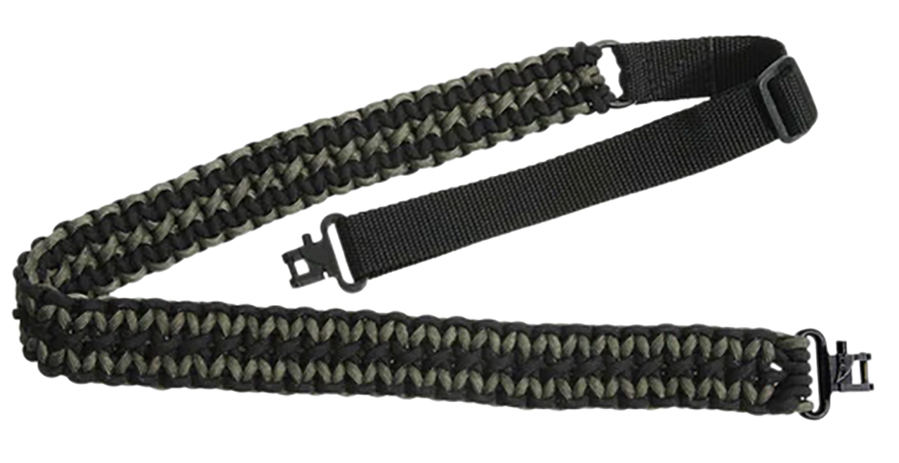 Outdoor Connection PCS80569 Paracord Sling 1 in W x 43 in L Adjustable Black w/Green Accents for, Rifle/Shotgun