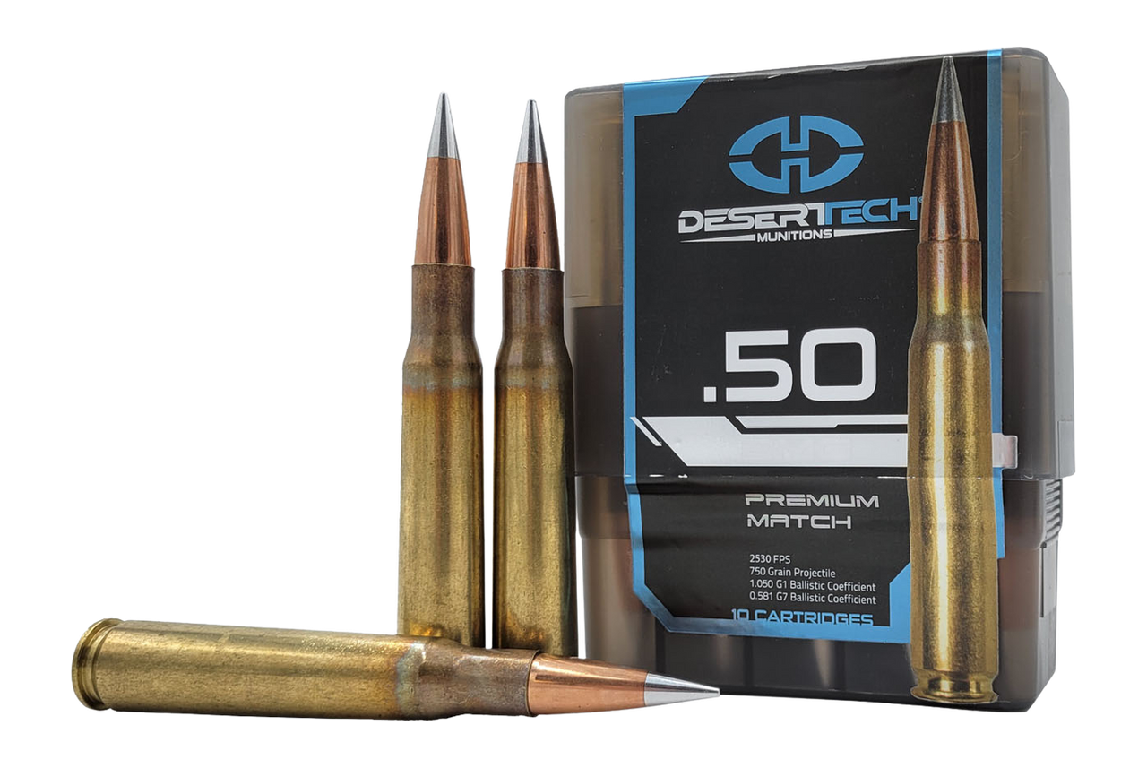Desert Tech .50 BMG Ammo 750gr FMJ Ammunition - 10 Rounds