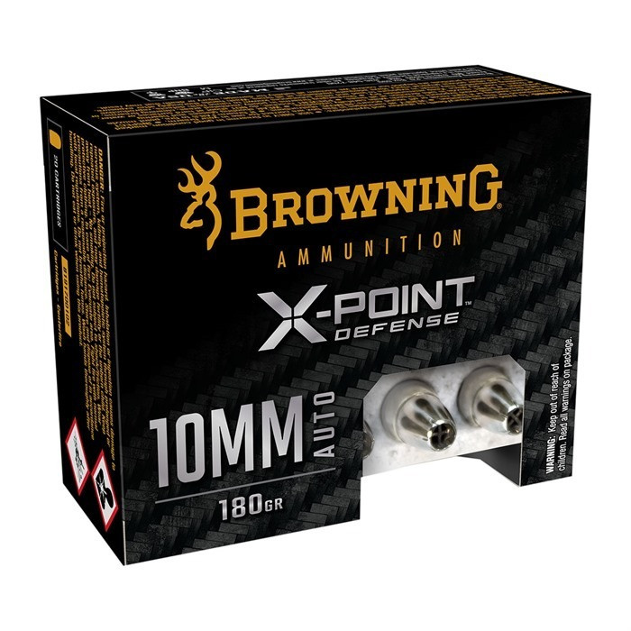 Browning Ammo B191700102 X-Point 10mm 180gr Jacketed Hollow Point 20 Per Box/10 Case, Centerfire Handgun Ammo
