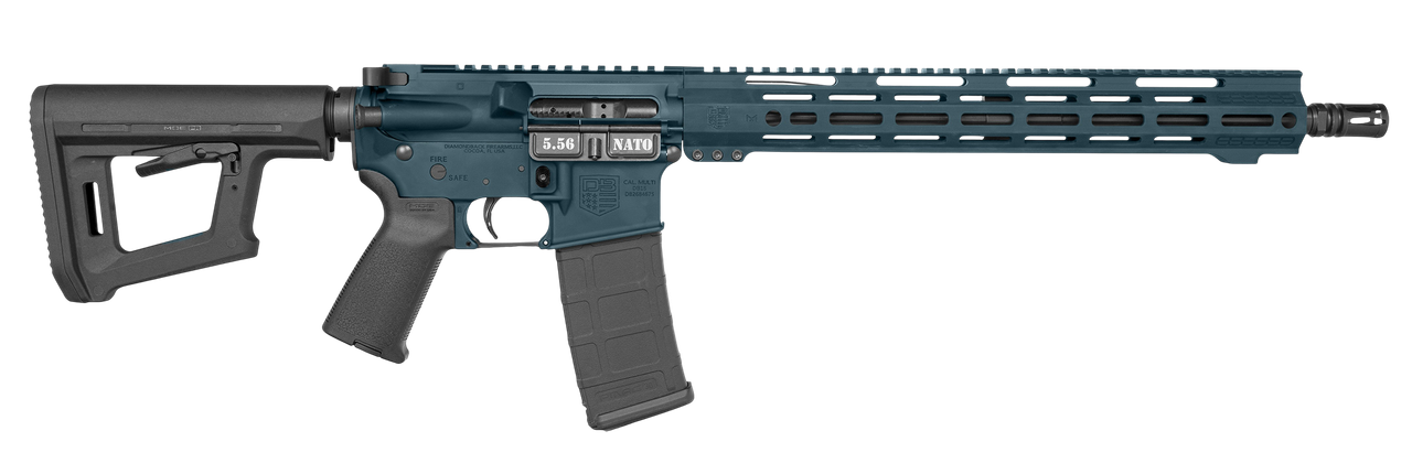 Diamondback DB1717K252 DB15 5.56 NATO 30+1 16" Black Nitride Threaded BBL, Jesse James Blue Cerakote Alum/Carbon Rcvr w/Pic Rail, M-LOK Handguard, Magpul PR Carbine Black Polymer Stock, Black Magpul Grip,Tactical Rifles