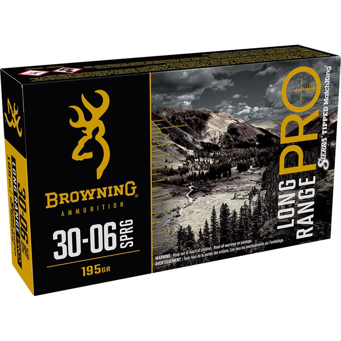 Browning B192530061 Long Range Pro 30-06Springfield 195gr Sierra MatchKing BTPT 20 Per Box/10 Case Centerfire, Rifle Ammunition