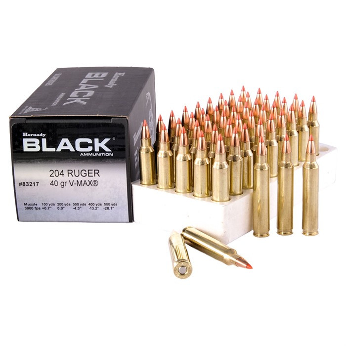 BLACK 204 RUGER 40GR V-MAX POLYMER TIP 50/BX