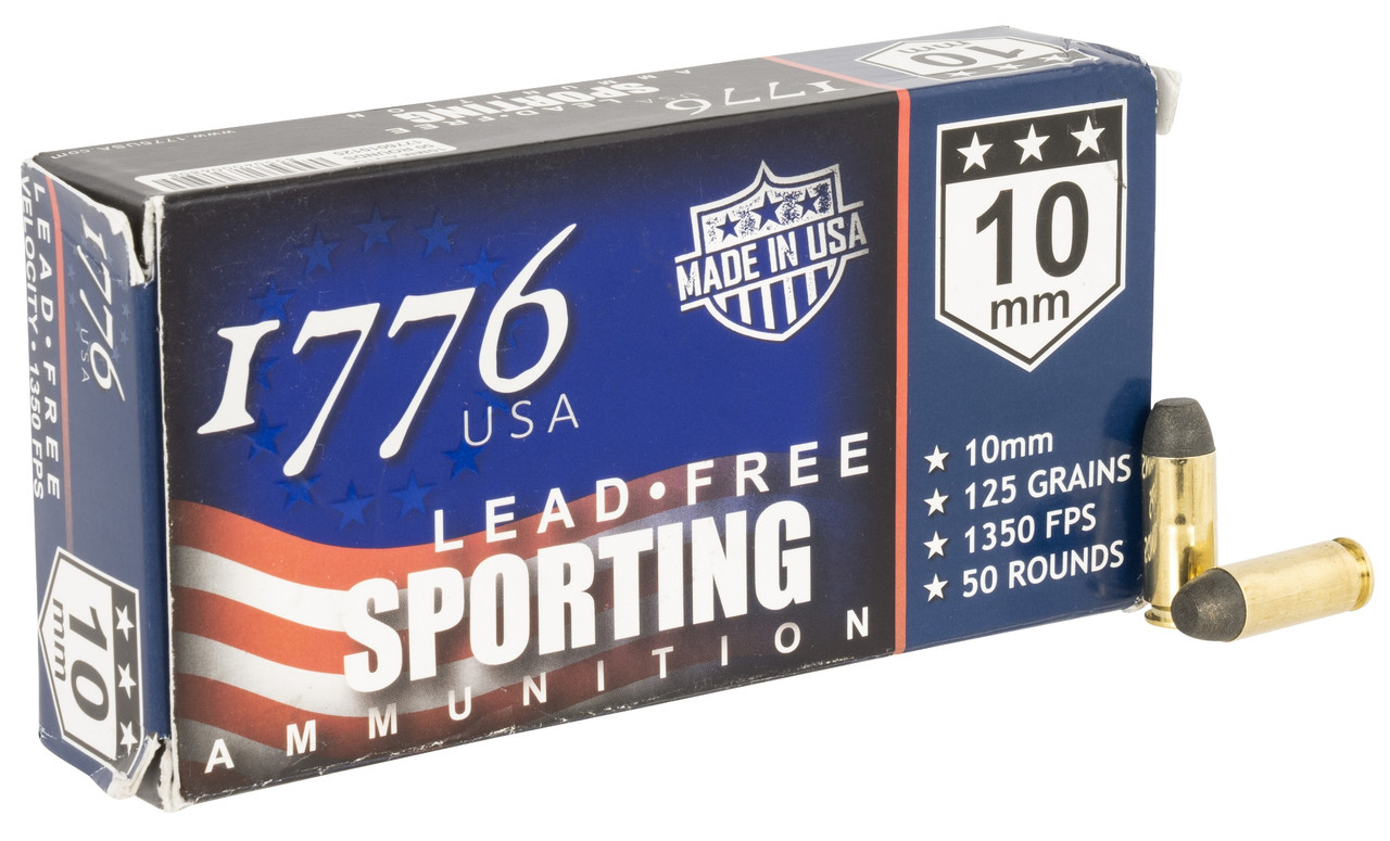 1776 USA 1776010125 Lead Free Sporting 10mm Auto 125gr Lead Free Ball 50 Per Box/20 Case Centerfire, Handgun Ammunition