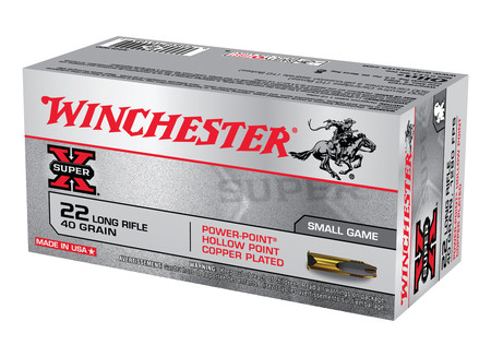 WIN Super-X .22 Long Rifle 40 Grain Plated Power-Point 100 Per Box Super-X High Velocity Rimfire