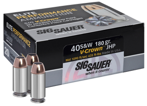 Sig Sauer E40SW220 Elite V-Crown  40 S&W 180 GR Jacketed Hollow Point (JHP) 20 Bx/ 10 Cs