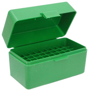 MTM AMMO BOX .22/6MM PPC & BR 50-ROUNDS FLIP TOP STYLE GREEN