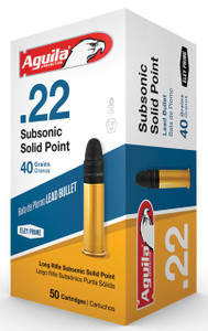 Aguila 1B220269 Subsonic 22 LR 40 gr Lead Solid Point -500 rounds total (10 boxes of 50 ROUNDS)