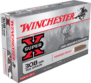 Winchester Ammo X3085 Super-X  308 Winchester 150 GR Power-Point (PP) 20 rounds