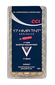   CCI 0053 Varmint TNT 17 HMR 17 gr Jacketed Hollow Point (JHP) 50 rounds