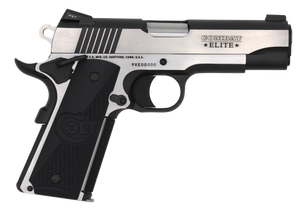   Colt Mfg O4082CE 1911 Combat Elite Commander 9mm Luger Caliber with 4.25" Barrel, 8+1 Capacity, Overall Two-Tone Elite Finish Stainless Steel, Serrated Slide, Half Checkered/Scalloped Black G10 Grip & Night Sights