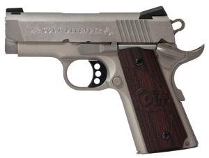 Colt Mfg O7000XE 1911 Defender 45 ACP Caliber with 3" Barrel, 7+1 Capacity, Matte Stainless Steel Aluminum Frame, Serrated Stainless Steel Slide, Black Cherry G10 Grip & Night Sights