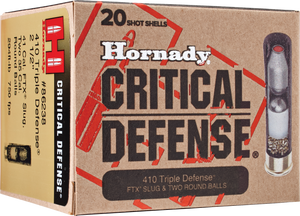 Hornady 86238 Critical Defense 410 Gauge 2.5 Lead 2 Round Balls/1 Slug 35 Cal/41 Cal 20 Bx/ 10 Cs