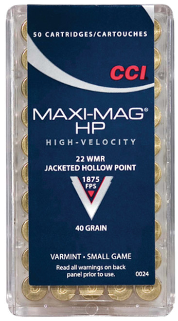 CCI .22 Winchester Magnum Rimfire 40 Grain Jacketed Hollow Point Maxi-Mag Ammunition