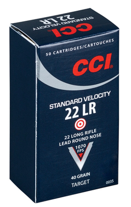 CCI .22 Long Rifle 40 Grain Lead Round Nose Standard Velocity Cardboard Box Package