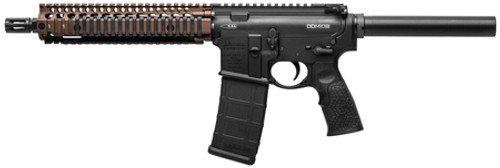 DAN DDMK18 Pistol 5.56 NATO 10.3 Inch Chrome Lined Government Profile Barrel Black with Flat Dark Earth MK18 Rail System 30 Round