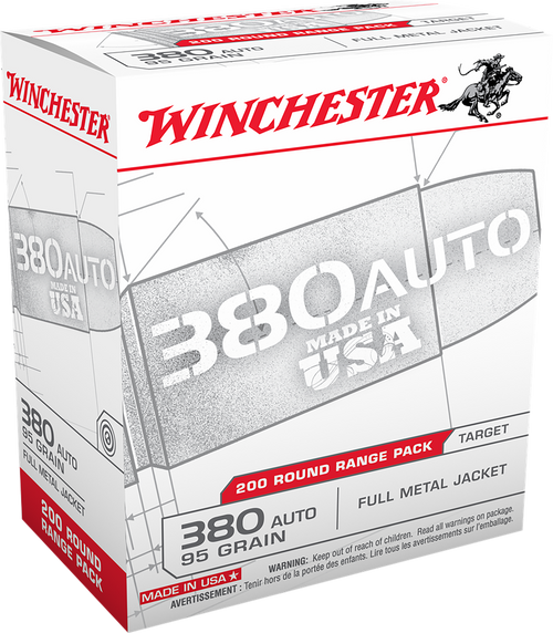 Winchester USA380W 380 ACP Handgun Ammo 95gr 200 Rounds 020892222472